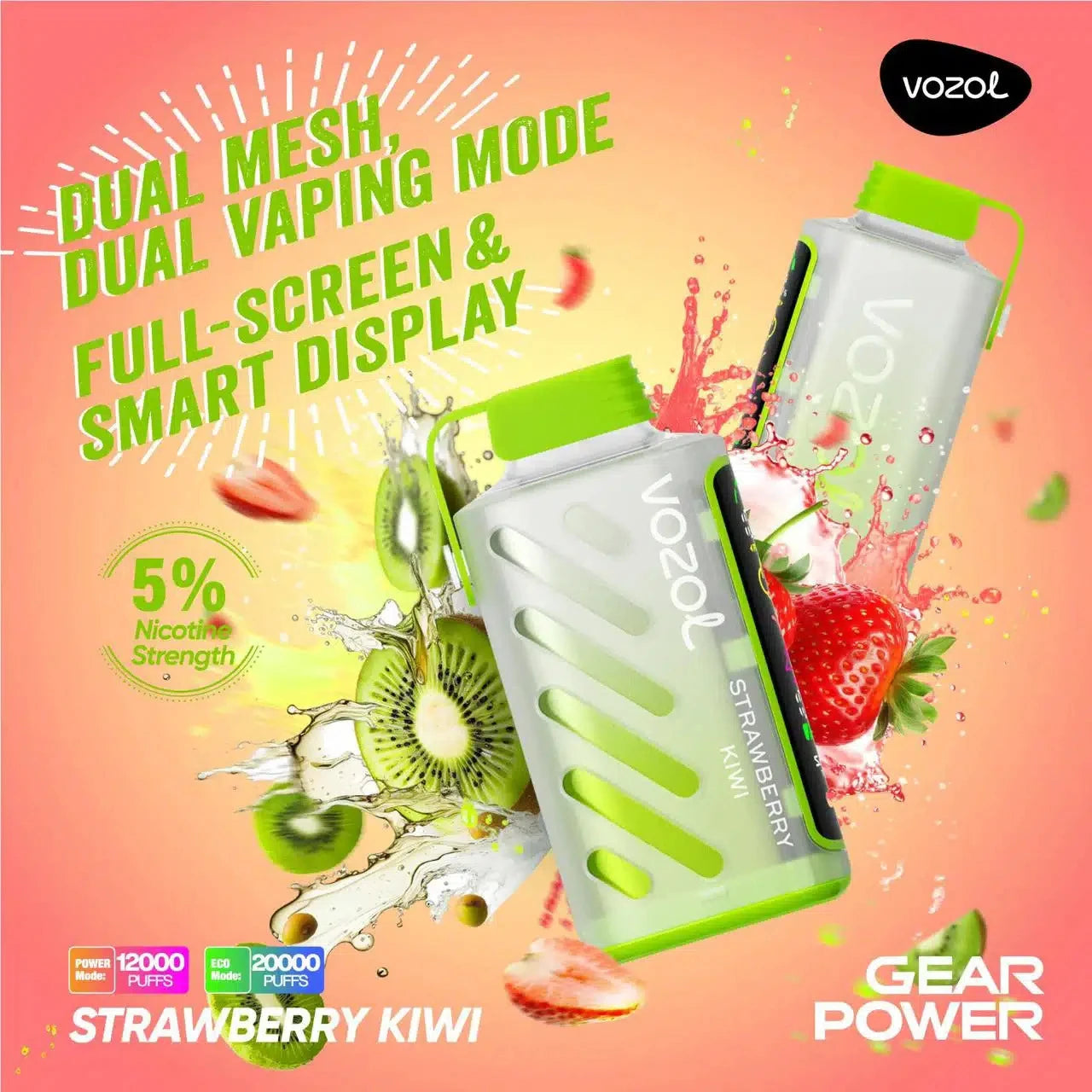 Vozol Gear Power 20000 Strawberry Kiwi